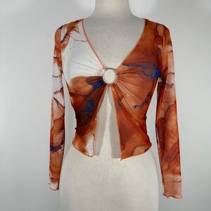 Vintage Y2K 2000s Princess Polly xx Mesh Lace Goth Witch Bolero Cropped Top Sz 8